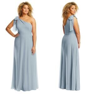 After Six One-Shoulder Blue Bridesmaid Formal Dance Floor Length Dress 20W